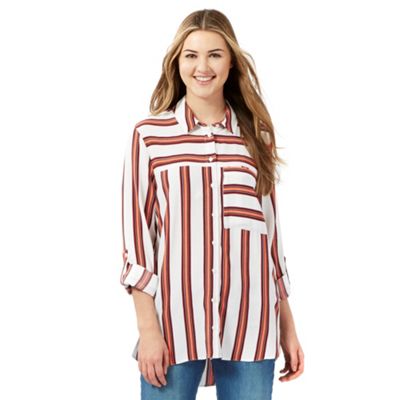 H! by Henry Holland Ivory striped long line shirt